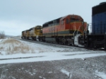 BNSF 7159 and BNSF 6736 leaving town